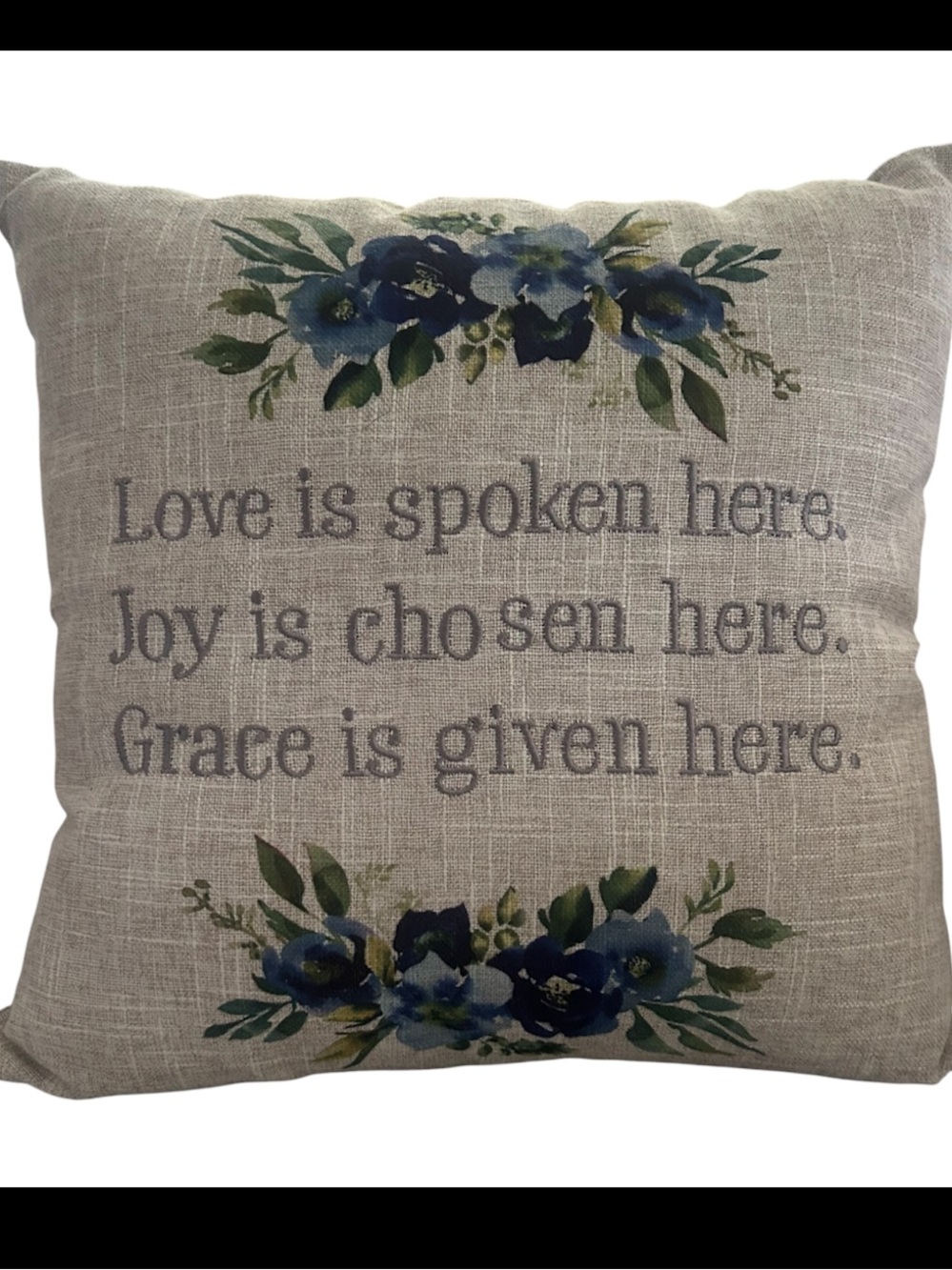 Throw Pillow Neutral Color With Blue & Green Floral Accent Inspirational